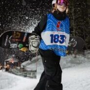 DCWST athelte Avery Badalian heads to the start of the USASA Nationals slopestyle course. 
